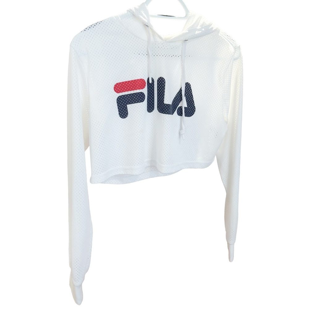 FILA Women's White Mesh Cropped Hoodie (S)